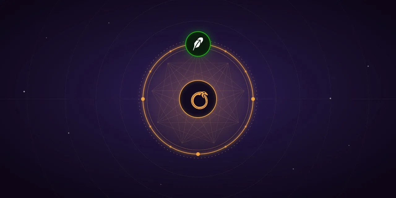 Ophis emblem ringed by supported chains with the Robinhood feather as the featured node